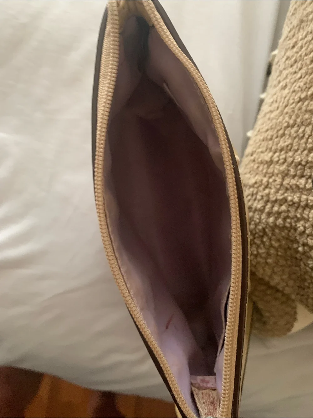 Coach Signature Pleated Wristlet in Light Beige